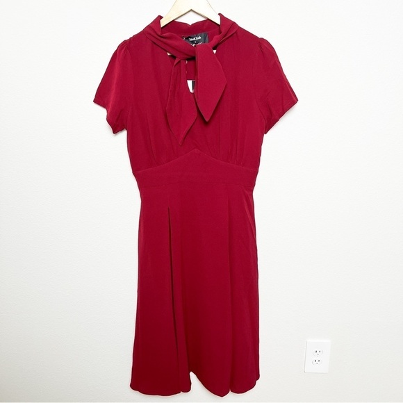 NWT ModCloth x Collectif London Wine Retro Suzette Swing Midi Dress medium UK 10 - Picture 4 of 10